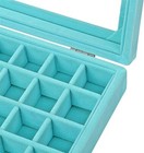 24 Slots Velvet Glass Jewelry Box Organizer Rings Earrings Tray Display Case