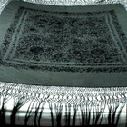 Antique Silk Shawl Wrap Piano Scarf Hand Embroidered Floral With Fringe 51 inch