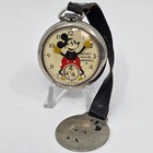 Antique 1930   s Disney Mickey Mouse Ingersoll Usa Mechanical Pocket Watch Runs