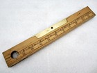 Antique J  Rabone   Sons 12  Wood   Brass Ruler   Level 1370 England