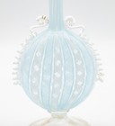 Vtg Murano Latticino Zanfirico Glass Vase Blue White Gold Aventurine Handles