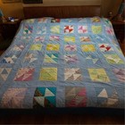 Vintage Handmade Colorful Floral Scrappy Hourglass Patchwork Quilt King Cottage