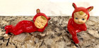 Vintage 1950s Red Devil Pixie Elf Figurines  set Of 2  Ceramic Japan Mcm