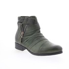 Miz Mooz Sunny-qvc Womens Green Leather Zipper Ankle   Booties Boots