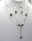 New Fine 925 Sterling Silver And Pearls Necklace And Earrings Matching Set 16 