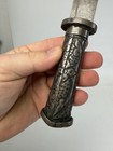 Antique Asian Burmese Myanmar Dha Short Sword Dagger W Carved Metal Scabbard