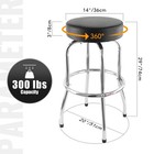 29  H Swivel Bar Stool  Black Leatherette Padded Seat  Chrome Frame  Holds Up   