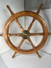 Large Wood Ships Wheel 24  Wooden   Brass - Nautical Maritime Home Decorative