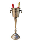 Silver Champagne Bucket Distressed Look Wine Cooler Ice Floor Standing