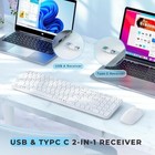 Wireless Keyboard And Mouse  Usb   Type C 2-in-1 Receiver  White  New