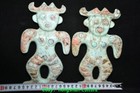 8 6   Old Chinese Turquoise Carving Original People Person Man Statue Pair