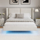 Full queen king Size Floating Bed Frame Upholstered Platform Bed With Led Lights
