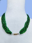 Antique Italian Necklace W Rare Square-hole Forest Emerald Green Artisan Beads 