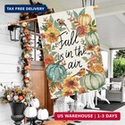 Fall Pumpkins Birds House Flag 28x40 Inch Burlap Double Sided Fall Is In The Air