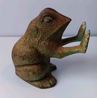 Vintage Cast Iron Frog Doorstop bookend Heavy Rustic Primitive Patina Whimsical 