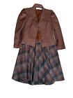 Vintage Young Pendleton Blazer And Skirt Set - Maroon brown And Dark Blue