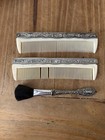 Vintage Silver Plated Vanity Hair Combs And Cosmetic Brush