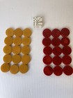 Vintage Backgammon Set Red Swirl   Butterscotch Bakelite Chips Aa97