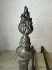 Antique Vtg French Empire Style Brass Cast Iron Andirons Ornate Detailed Torch