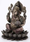 Beautiful Design Ganesha Sitting On Lotus Cold Cast Bronze Finish