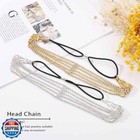 Jeairts Rhinestone Head Chain Forehead Bridal Headband Elastic Crystal Hair B