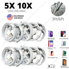 1 3 5 10x Usb Charger Cable 3 6ft For Iphone 13 12 11 8 7 6 5s Charging Cord Lot