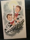 Vintage Christmas Card Two Cute Alter Boys Unused  Env