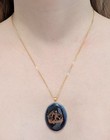 Vintage Limoges France Courting Couple Cobalt 14k Solid Gold Setting 