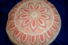 New Elite Home Decor Pillow Heavy Embroidered Medallion Coral 18  Round India