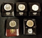 5 Pcs  Canada Silver  1 Coins  4 Commemorative   1 Rcmp  In Leather Cases  