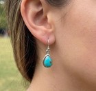 Turquoise Earrings 925 Sterling Silver Pear Teardrop Dangle Southwestern Style