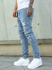Men Light Blue Distressed Skinny Ripped Denim Jeans stretch Slim Fit Casual 