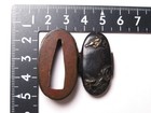Antique Japanese Shakudo Fuchi Kashira Edo Period Zogan Inlay Rabbit Sword