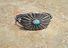 Splendid Old Pawn Navajo Sterling Turquoise Scalloped Design Concho Bracelet