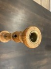 Rare Hand Turned And Carved Wood Candle Sticks Signed By C Thomas B147