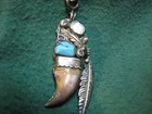 Native American Indian Sterling Silver   Turquoise Pendant W  24  925 Necklace