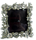 Vintage Metal Enamel Picture Frame Yellow Rhinestones 5 5x5 For 4 X 3 3in Photo