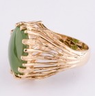 Ring Oval Ball Pebble Green Jade 10k Gold Ring Size 6 5 Vintage Rare