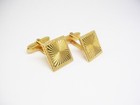 Cuff Links Diamond Cut Vintage Square Gold Tone Shirt Accessory