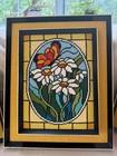 Vintage Sunset Needlepoint  Daisies  Sunflowers  Irises  Completed And Framed