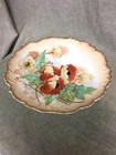 Lovely Antique Hand Painted Poppies Porcelain Footed Stand Gold Trim