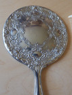 Vintage Silver Plated Vanity Set Hand Mirror Comb Brush Floral Embossed Unused