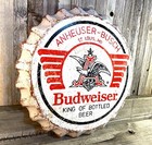 Budweiser Bud Beer Bottle Cap Large 18  Metal Aluminum Sign Garage Bar Room New