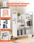 Vevor 3-tier Rolling Book Cart Double Sided W-shaped Shelves Book Truck In White