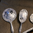 Vtg Silver Plated Vanity Set Hand Mirror  Hair Brush And Comb