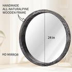 Round Wall Mirror Circular Wooden Hanging Mirror For Bathroom Large Circle Bl   