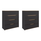 Wenge   Oak 4-drawer Dresser Set Of 2  White Finish  31 5 l