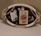 Tray Glass Wooden With Vintage Sewing Supplies Pictures Buttons 15 X 9