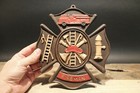 Antique Vintage Style Cast Iron Fire Fighter Plaque Fire Mark Sign 