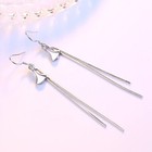 Elegant Women 925 Sterling Silver Jewelry Earrings Crystal Fan Leaf Tassel 2013